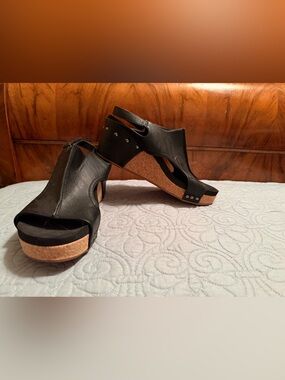 Boutique by Corkys black wedge sandals in women’s size 10.